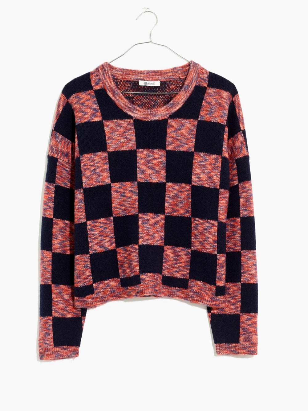 Madewell checkered pullover sweater in a heather blueberry color sz small